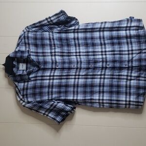 ROWM Blue Plaid Short Sleeve Button Down Shirt Medium